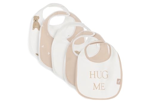 Jollein Lätzchen Baby - Teddy Bear/Harvest - 5er Pack - Lätzchen Wasserdicht - Mit Klettverschluss - Babylatz - Sabberlätzchen Baby