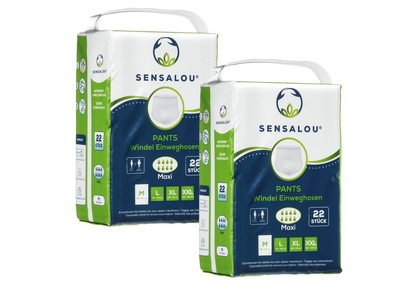 Sensalou Windeln Windel Pants Größe M - Inkontinenzhosen für Erwachsene Schutzhosen (44-St), für starke Inkontinenz