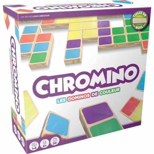 Asmodee Chromino, neue Edition - Brettspiel mit Holzfliesen für 2-8 Spieler, strategisches Denkspiel in französischer Sprache