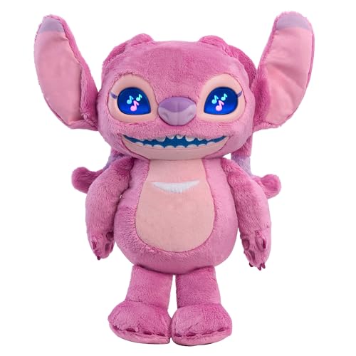 Just Play Disney Stitch Angel, 34 cm interaktives Plüschtier mit 50+ Sounds & Reaktionen, animierte LCD-Augen, für Kinder ab 3 Jahren