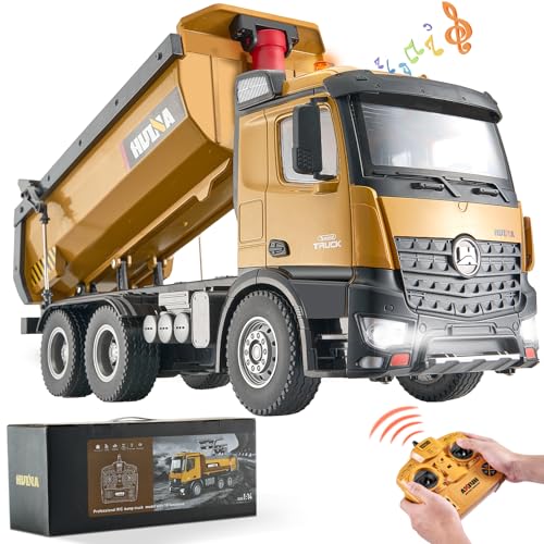 VEVOR Ferngesteuerter Kipper, 10 Kanäle RC Kipper Kipplaster Spielzeug 1:14, mit Metallpritsche und Licht, 2 wiederaufladbare Akkus, für Kinder ab 8 Jahren
