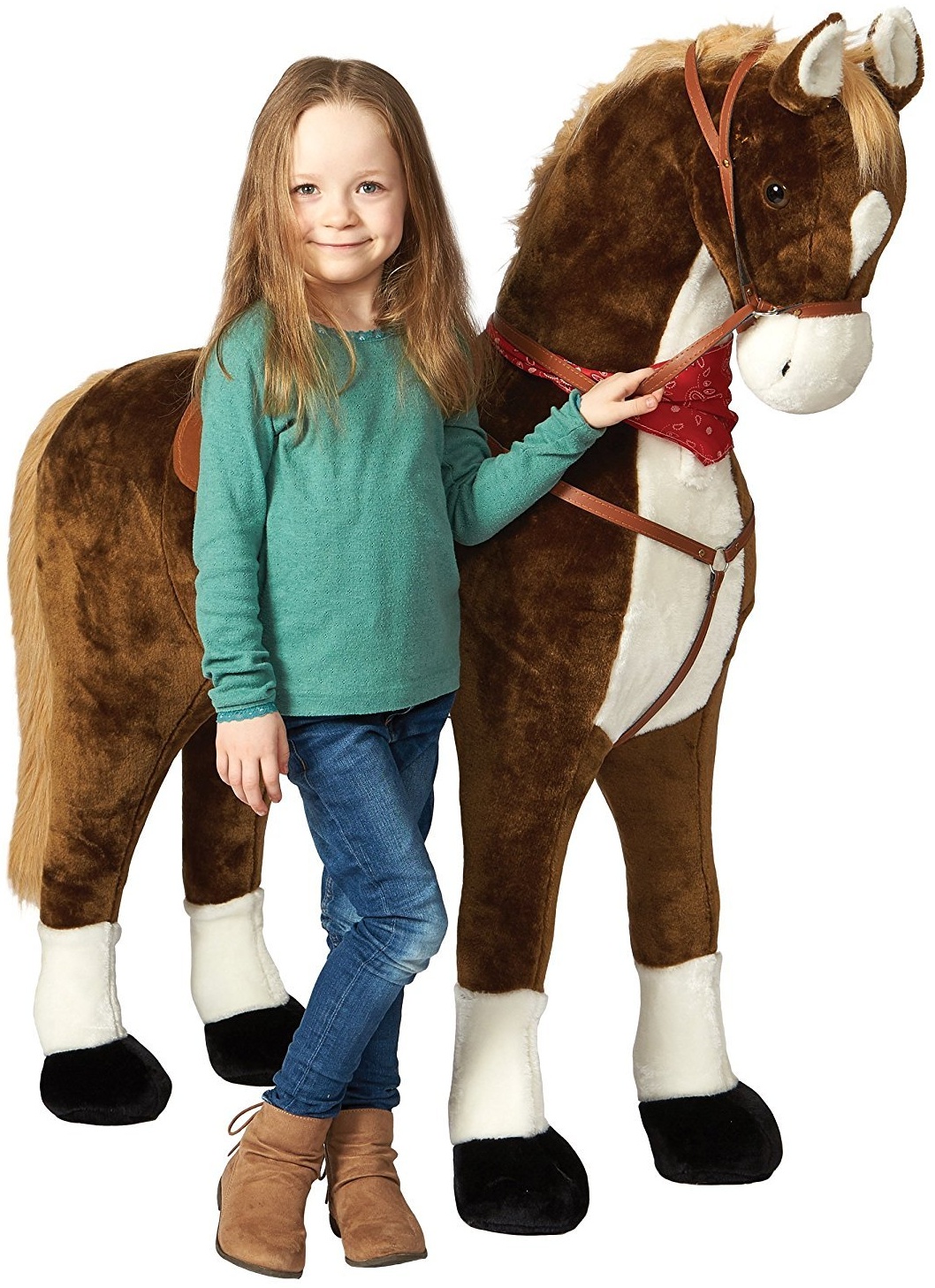 Pink Papaya Giant XXL Kinder Spielpferd zum Reiten Max 125 cm | Plüschpferd | Fast lebensgroßes Pferd zum Reiten für Kinder | Stehpferd bis 100kg belastbar mit Sounds