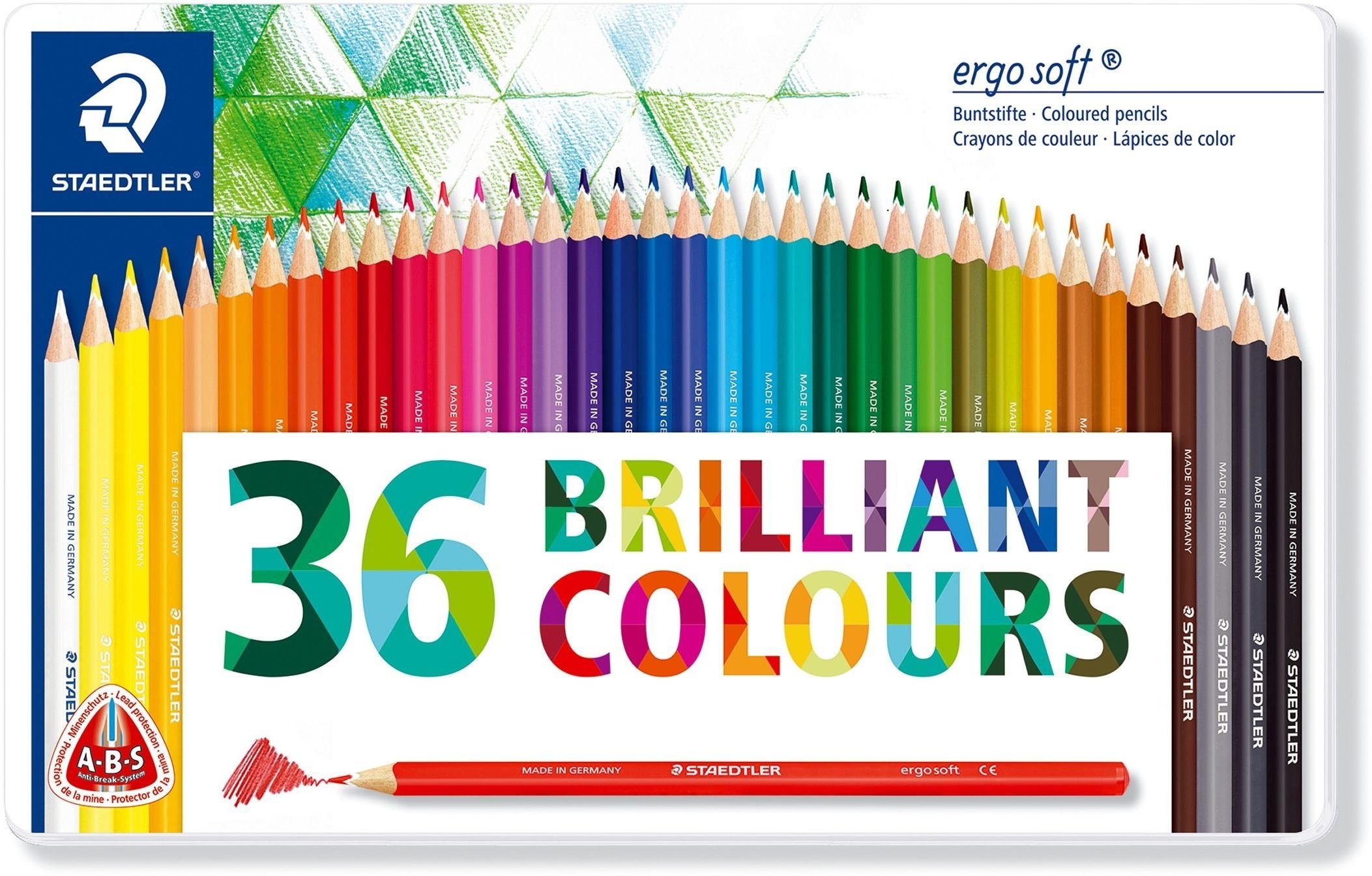 Staedtler - ergosoft 157 M36 Buntstifte erhöhte Bruchfestigkeit, dreikant, Set mit 36 brillanten Farben