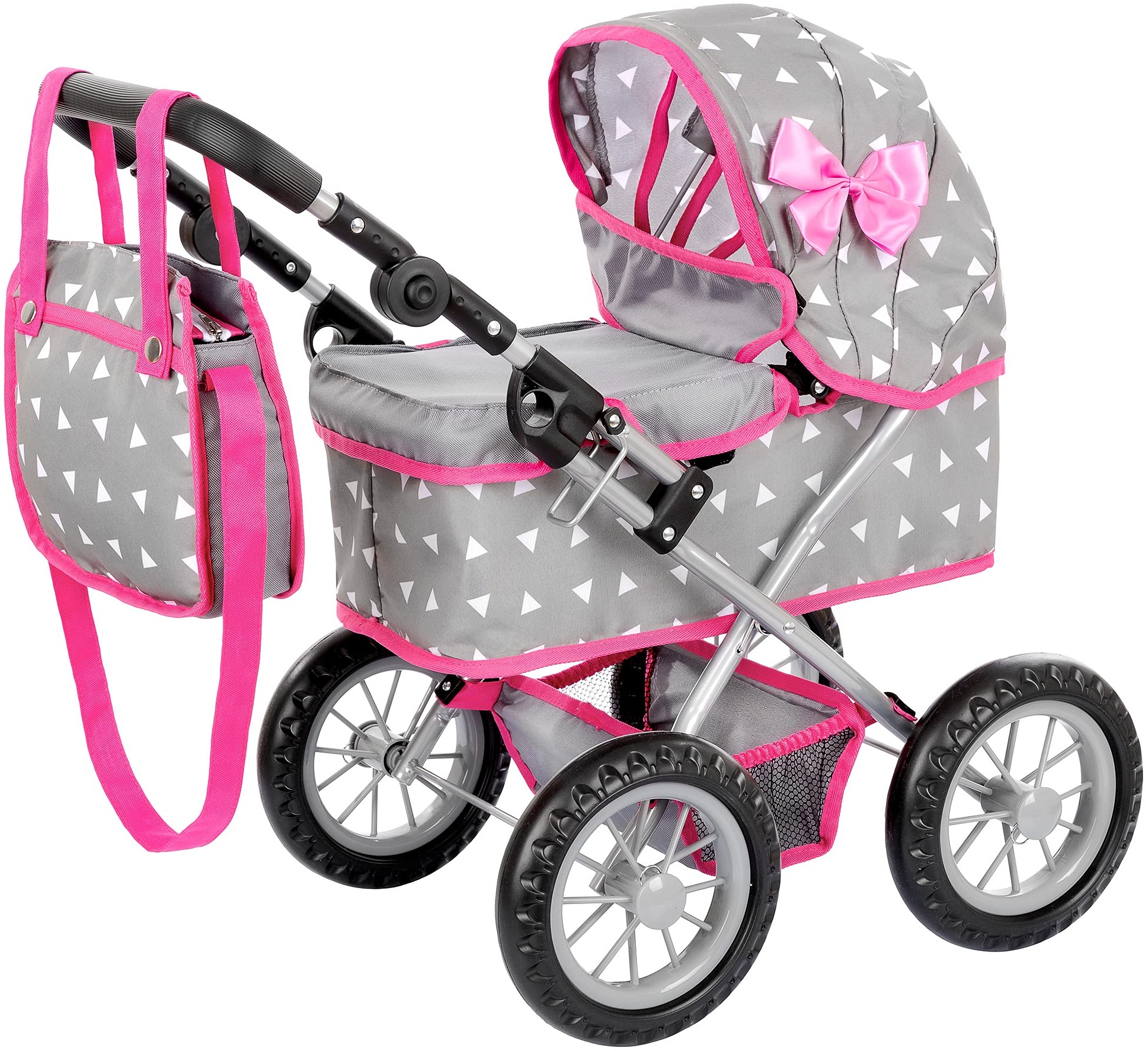 Kinderplay Puppenwagen ab 2 Jahre, Puppenbuggy ab 2 Jahre - Leichte und Stabile Konstruktion, Höhenverstellbar von 33 bis 63 cm, Spielzeug ab 2 Jahre Mädchen, KP0261S