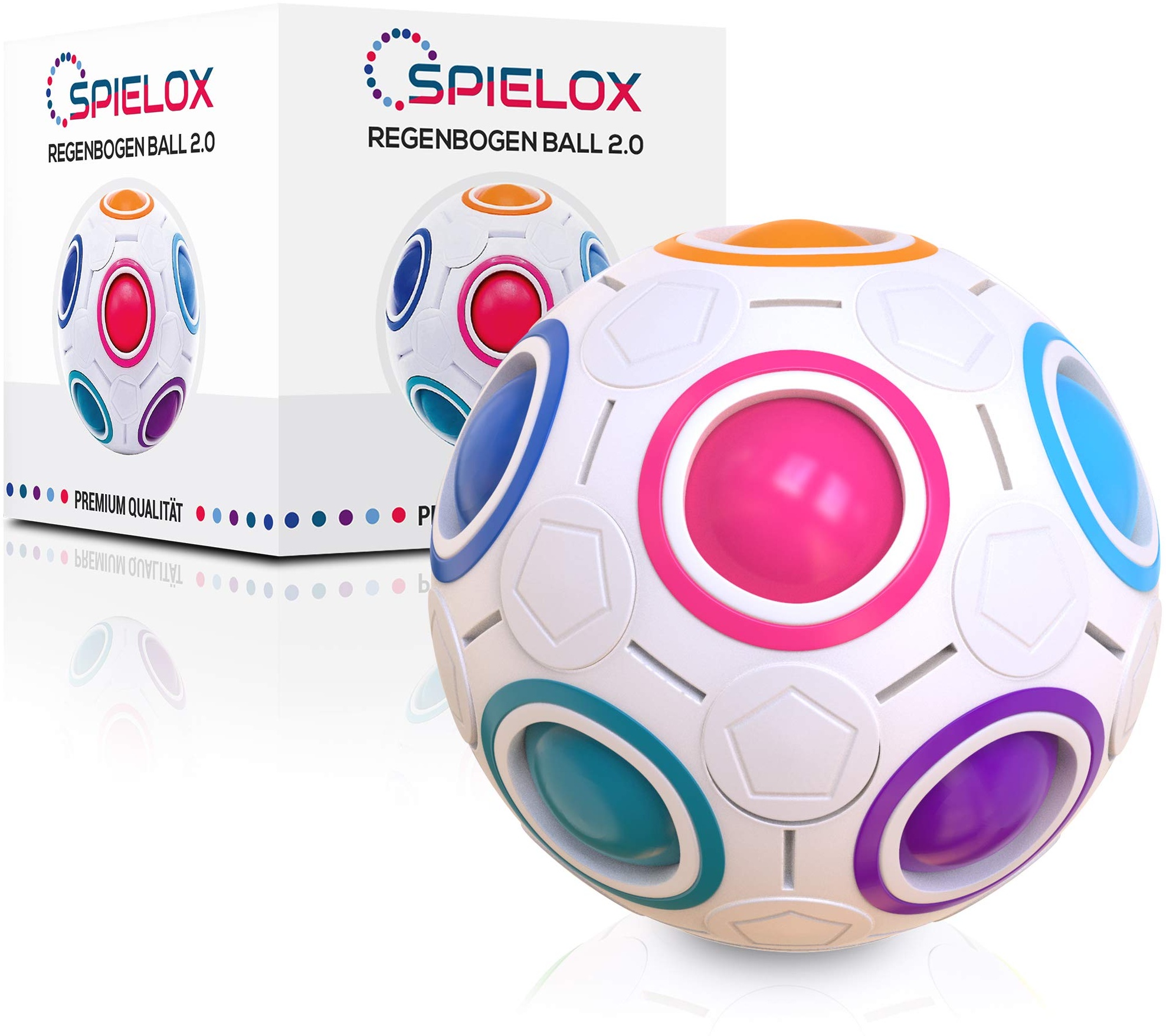 SPIELOX® Regenbogenball Geschicklichkeitsspiel Zauberball Zauberwürfel Kinder Erwachsene | Knobelspiele Mädchen Jungen Spiele ab 4 Jahre | Brain Trainer | Wunderball