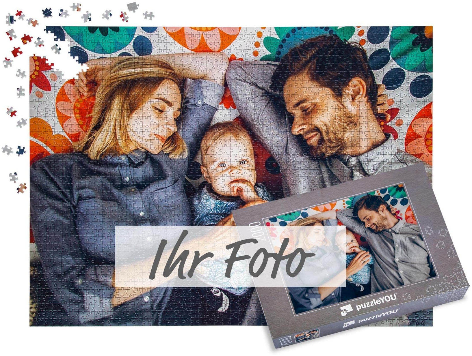 puzzleYOU Fotopuzzle selbst gestalten - Puzzle 48 bis 2000 Teile mit eigenem Bild - Puzzle individuell Bedrucken - inkl. Geschenk-Schachtel - 2000 Teile, Schachtel in Grau