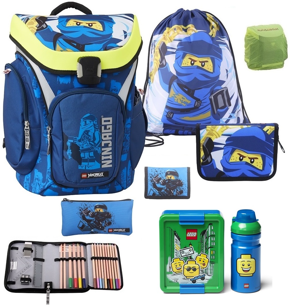 Lego Explorer Schulranzen Set 8tlg. NINJAGO JAY Ranzen 1. Klasse mit Brotdose und Trinkflasche - Preisvergleich