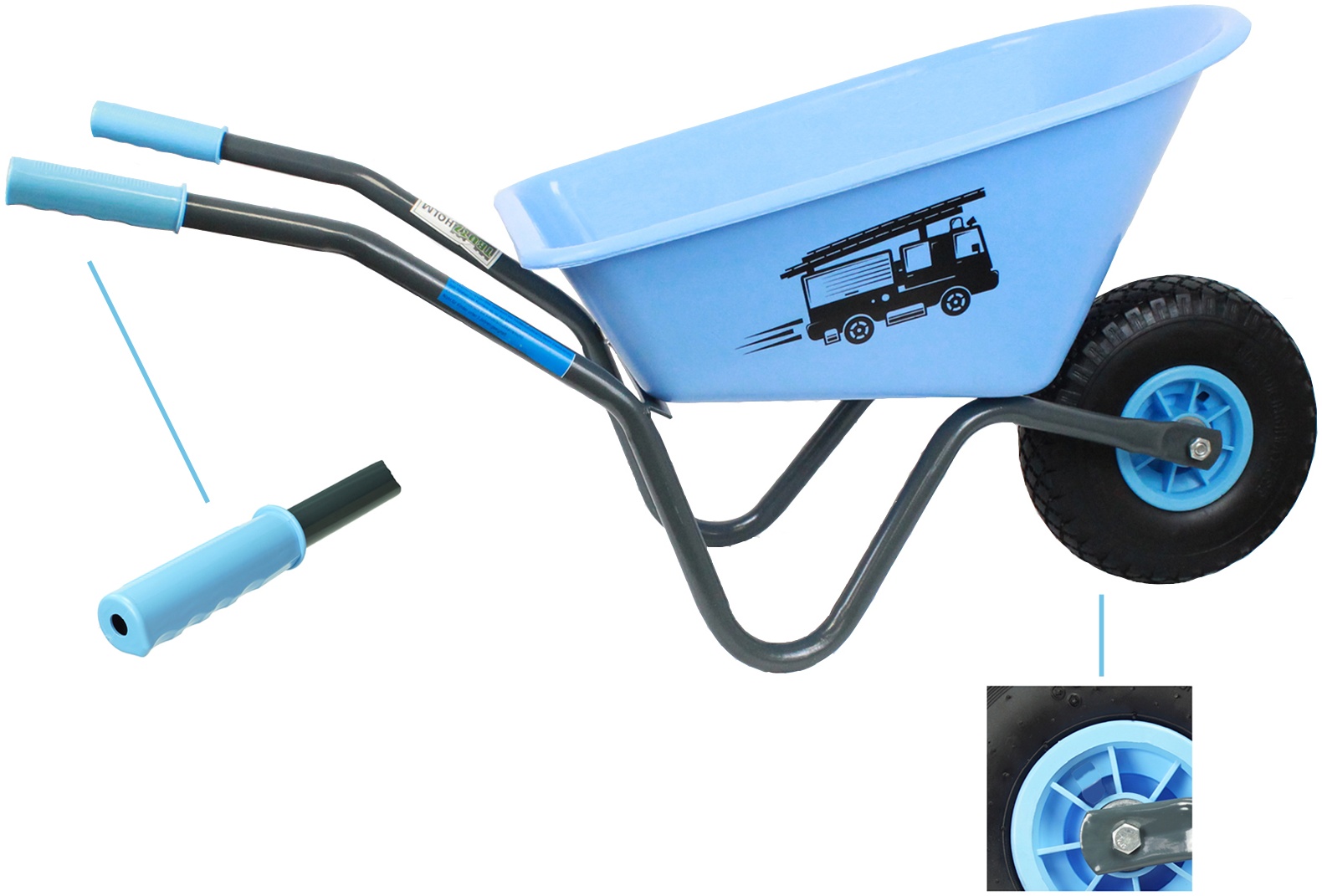 Kinderschubkarre blau Feuerwehr Schiebkarre Metallschubkarre Gartenkarre
