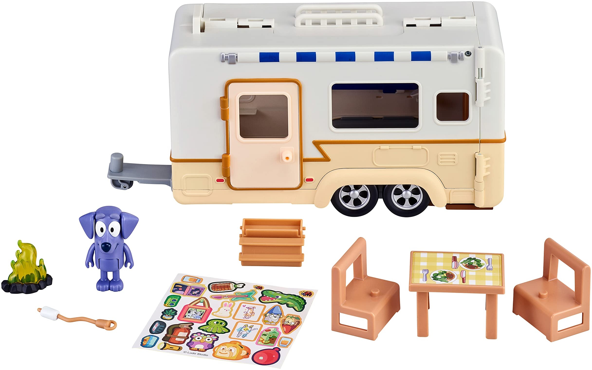 Bluey Wohnwagen-Spielset mit Jean Luc-Figur und vielem weiterem Zubehör, ausklappbarer Camper, kombinierbar mit Bluey Heeler-Familienauto - offizieller Bluey-Sammelartikel - Preisvergleich