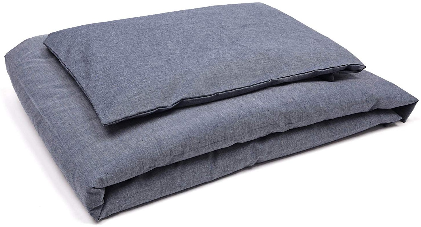 Sugarapple Kinderbettwäsche, 2 tlg. Set mit Deckenbezug 135x200 cm und Kissenbezug 80x80 cm, 100% Baumwolle mit Reißverschluss, Uni dunkelblau