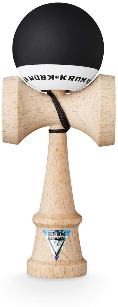 Original KROM Pro Kendama aus Holz für Anfänger und Fortgeschrittene - POP Black- Geschicklichkeitsspiel für draußen und drinnen - Holzspielzeug mit Schnur und Ball - Kendama Skilltoy Kugelfangspiel