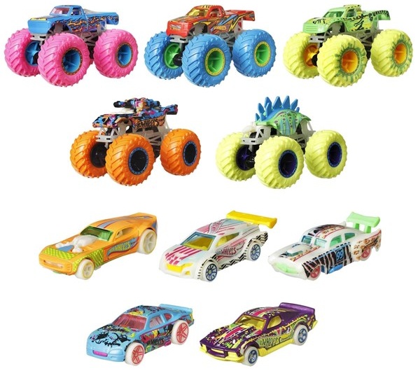 Hot Wheels Monster Truck Glow In The Dark Car Bundle