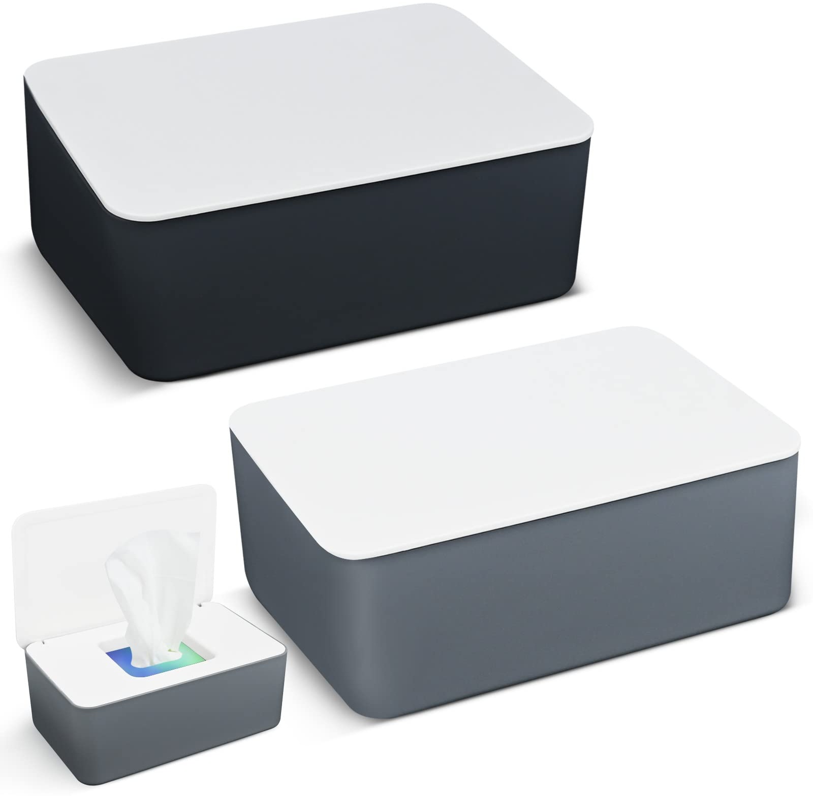 2 Stück Feuchttuch Box Feuchttücher Box Baby, Toilettenpapier Box Serviettenbox mit Deckel Feuchtes Toilettenpapier Aufbewahrungsbox, Kunststoff Tissue Serviettenbox für Zuhause, Büro