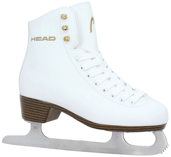 HEAD Eiskunstlauf Schlittschuh Donna, Größe 40, Damen Schlittschuh, Leder weiß, Mädchen und Frauen, warm gefüttert