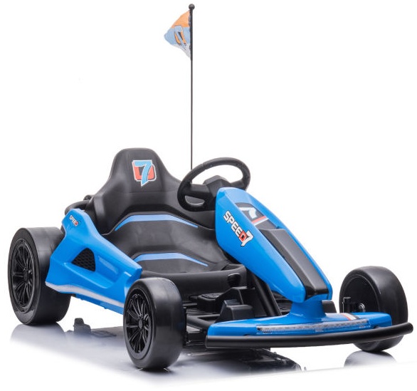 Kinder Elektroauto "e-Gokart" mit 24V und Driftfunktion + 2x 12V7A (24V7A) Akku und 2 Motoren -Blau - Preisvergleich