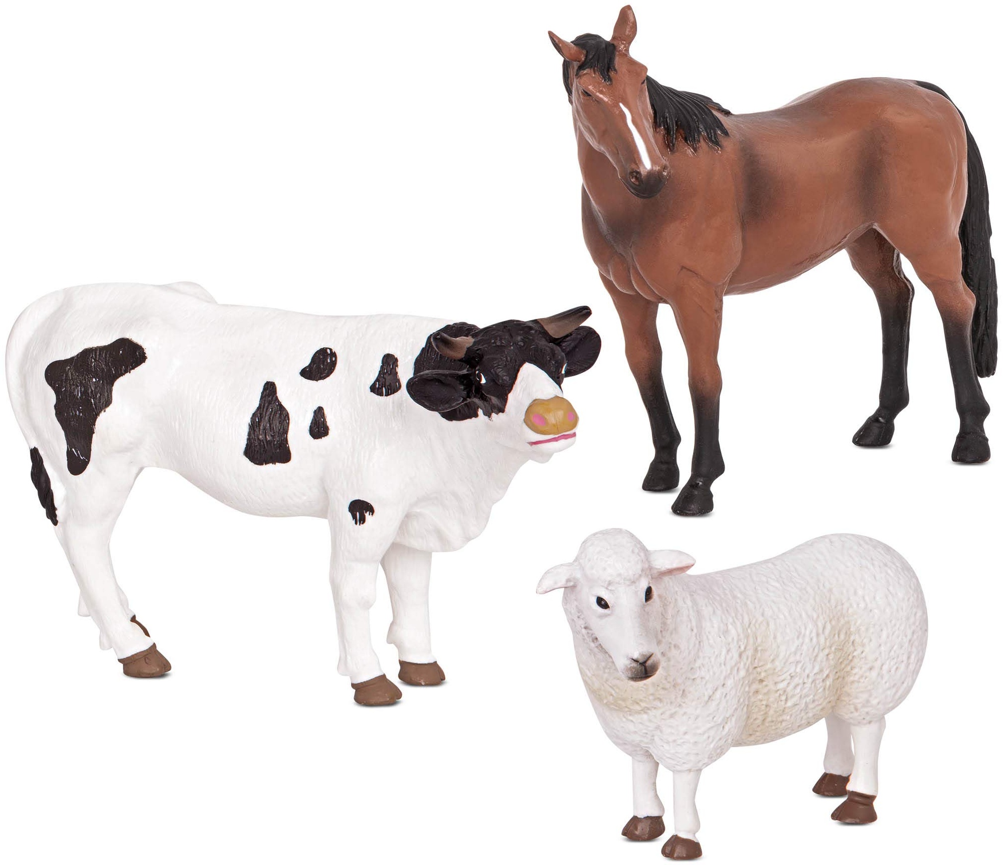 Terra Bauernhoftiere Figuren – Pferd, Schaf, Bulle – Realistische Tierfiguren Set, Kinder Bauernhof Spielzeug für Mädchen und Jungen ab 3 Jahre
