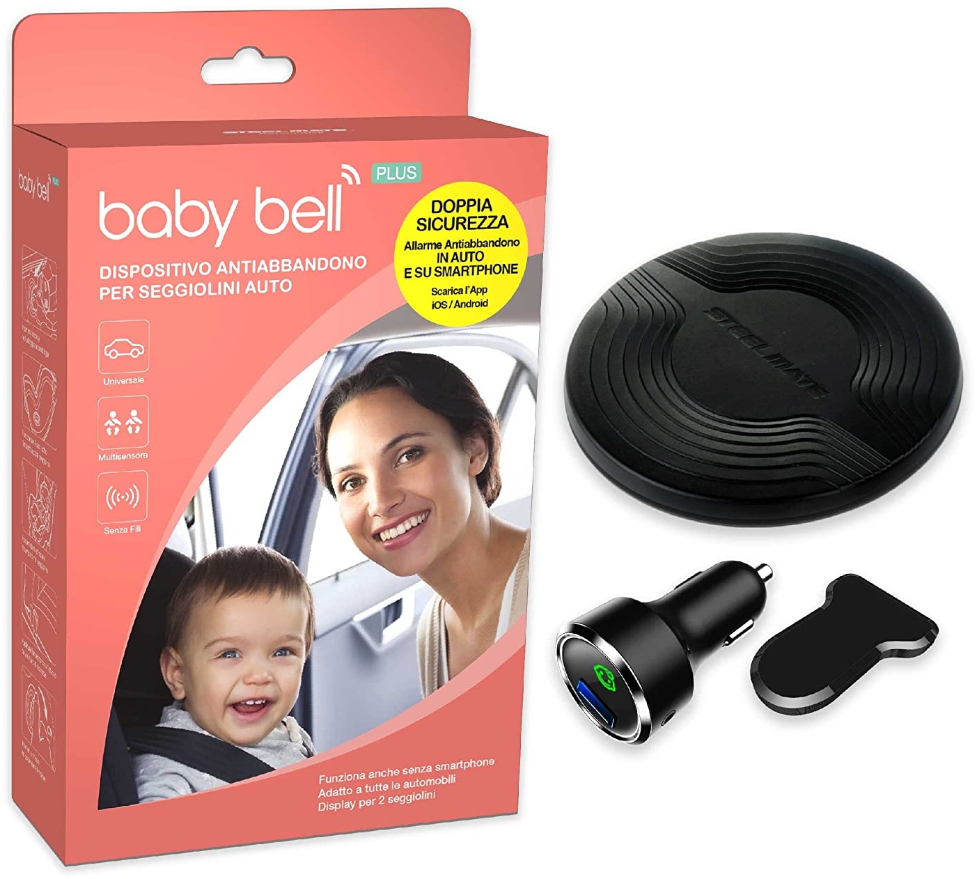 Steelmate Baby Bell Plus Anti-Verlust-Gerät – die letzte Generation – erweiterbar auf 2 Kindersitze mit optionalem Pad – 100% Universal