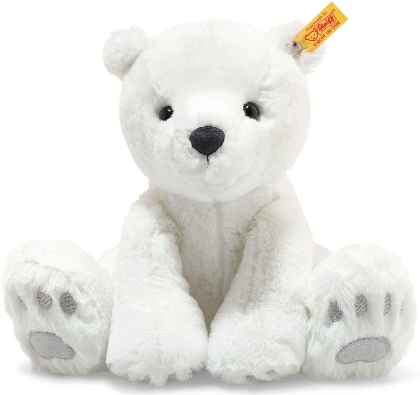 Steiff 62636 Original Plüschtier Eisbär Soft Cuddly Friends Lasse, Kuscheltier ca. 28 cm, Markenplüsch Knopf im Ohr“, Schmusefreund für Babys von Geburt an, weiß