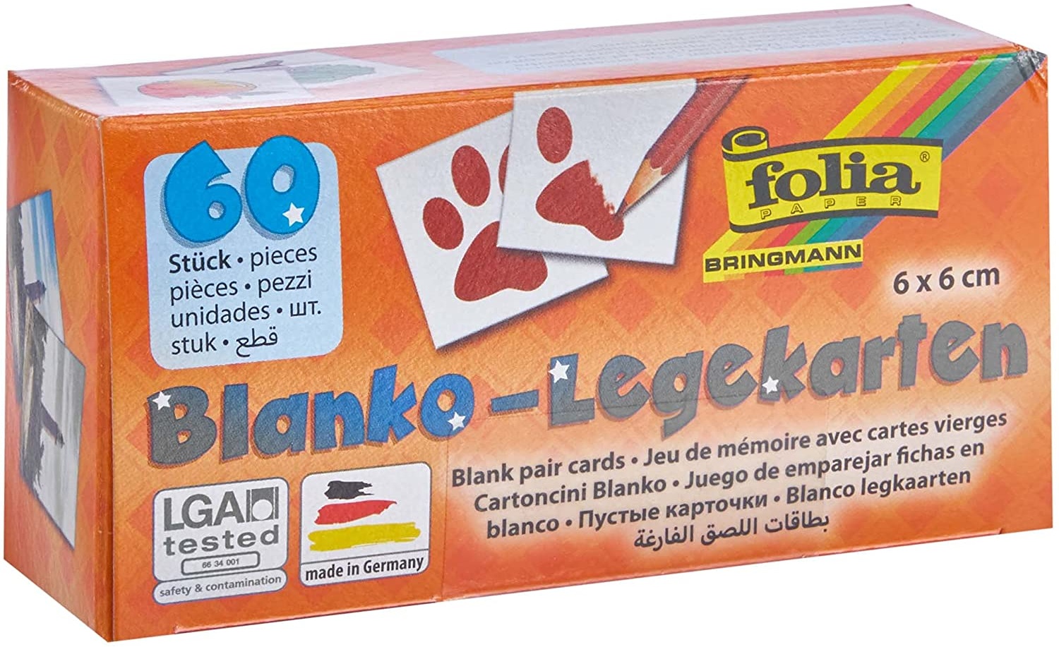 Folia, Memory-Karten, 6x6 cm, Weiß, 60 Karten, 2311