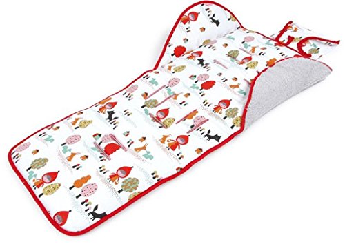 Priebes Sitzauflage Franz für Kinderwagen | Atmungsaktive, antiallergische Sitzauflage | Sommer-Sitzeinlage Universal für Kinderwagen, Buggy | Schonbezug 100% Baumwolle, Design:rotkäpchen