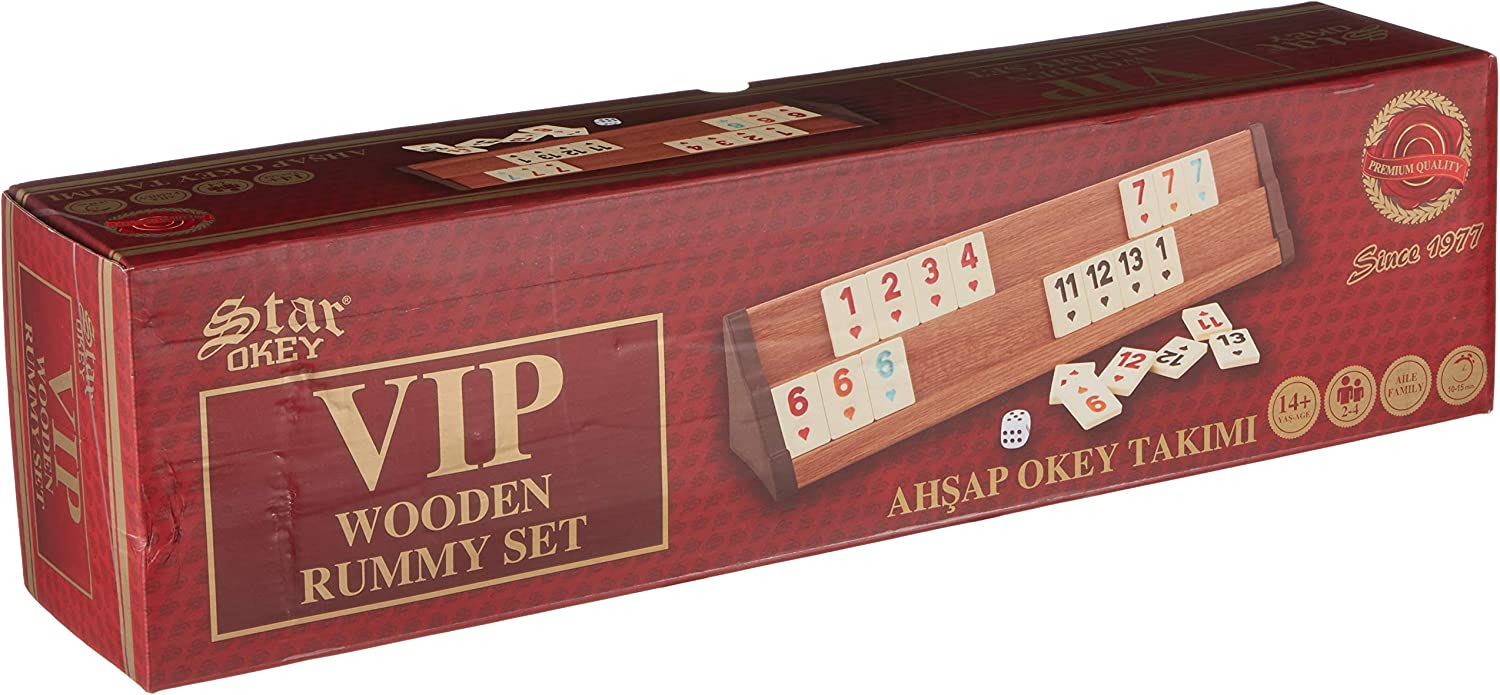 STAR V. I. P Holz Wooden Rummy Set VIP Okey mit Melamin Steine AHSAP Okey TAKIMI