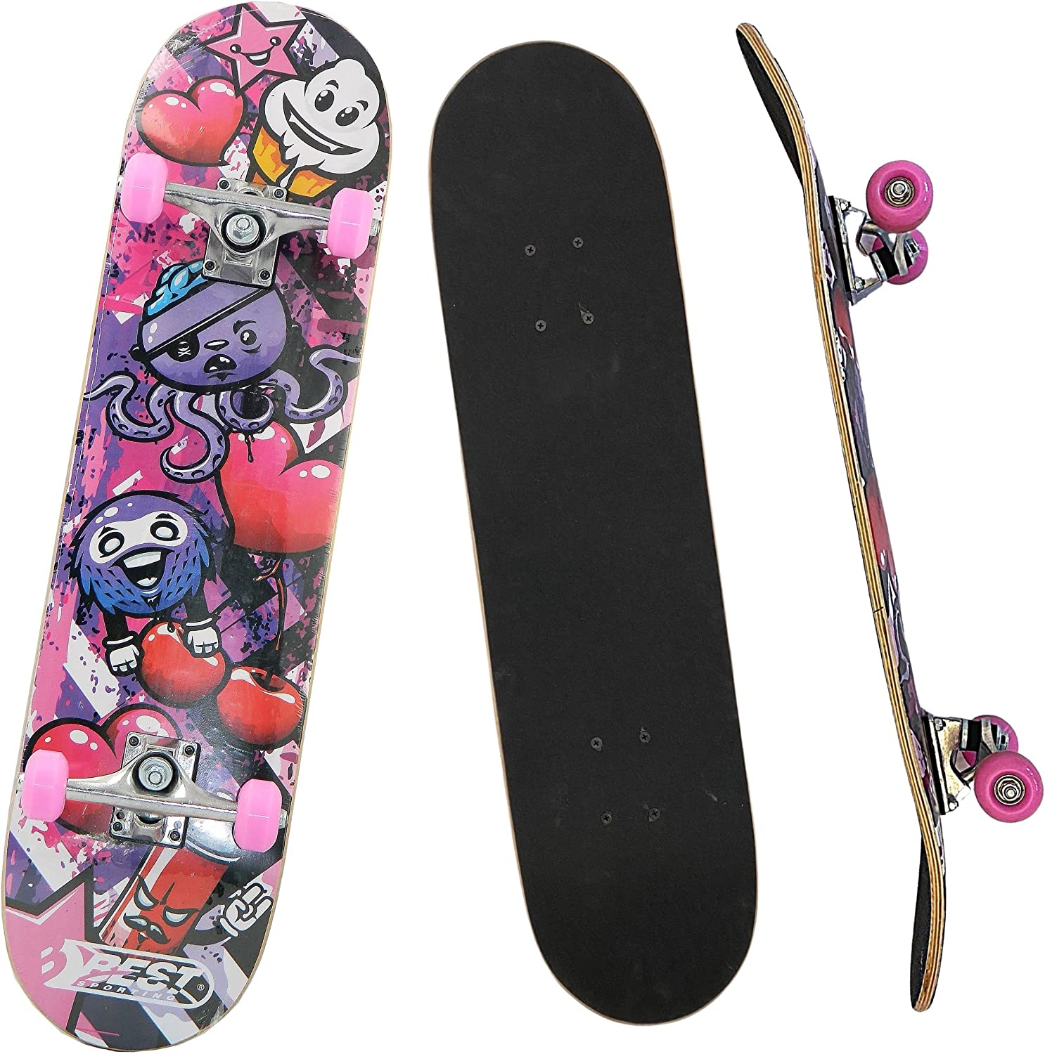 Best Sporting Skateboard Graphic, ABEC 3, max. Belastung 100 kg pink/schwarz