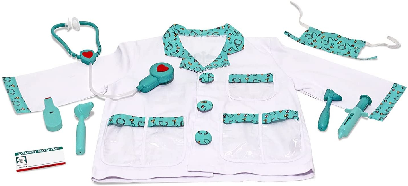 Melissa & Doug Doctor Role-Play Costume Set (Pretend Play, High-Quality Materials, Machine Washable, 44. 45 cm H × 60. 96 cm W × 1. 905 cm L)