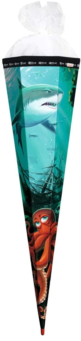 Roth Schultüte - 85cm Eckig Hai mit Krake Tüll