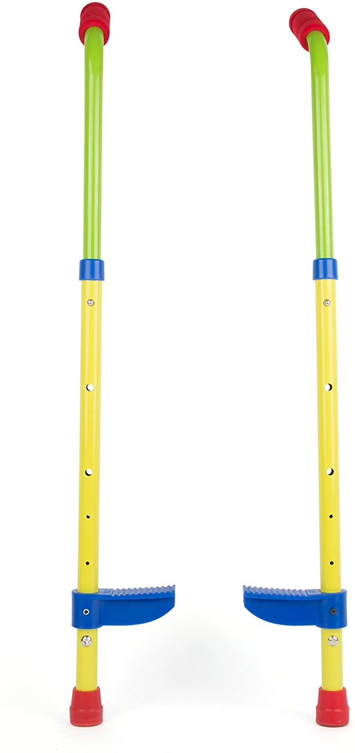 Small Foot 10866 Kinderstelzen mit sicheren Fußstützen aus stabilem Material, höhenverstellbar bis ca. 90cm, gepolsterte Handgriffe, schult den Gleichgewichtssinn, geeignet für Kinder ab 5 Jahren