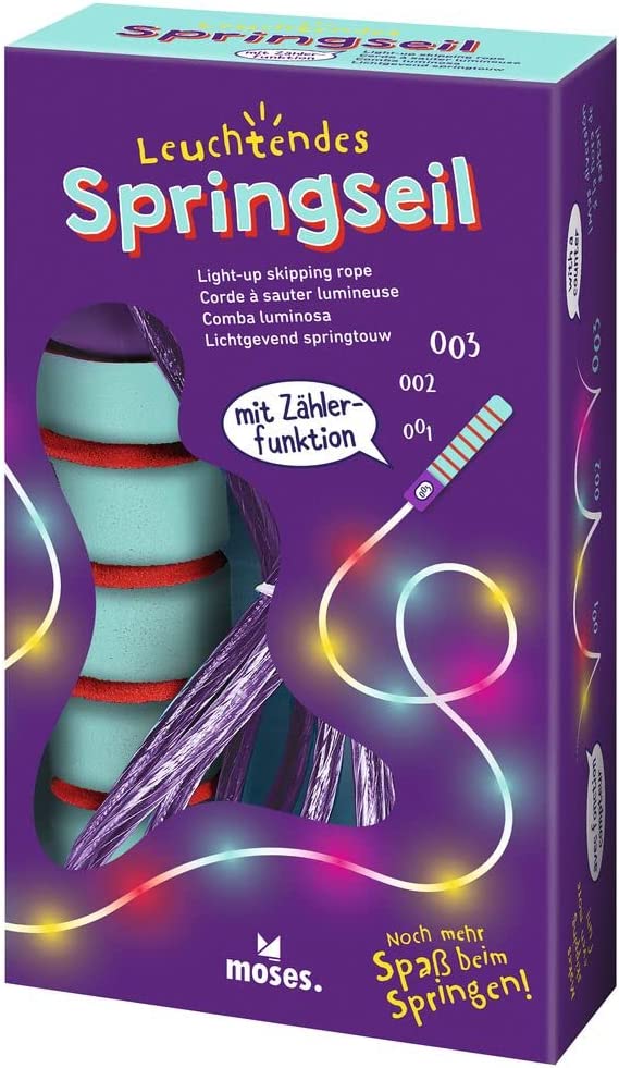 Leuchtendes Springseil, mit Zählerfunktion, max. Länge 280 cm, von moses
