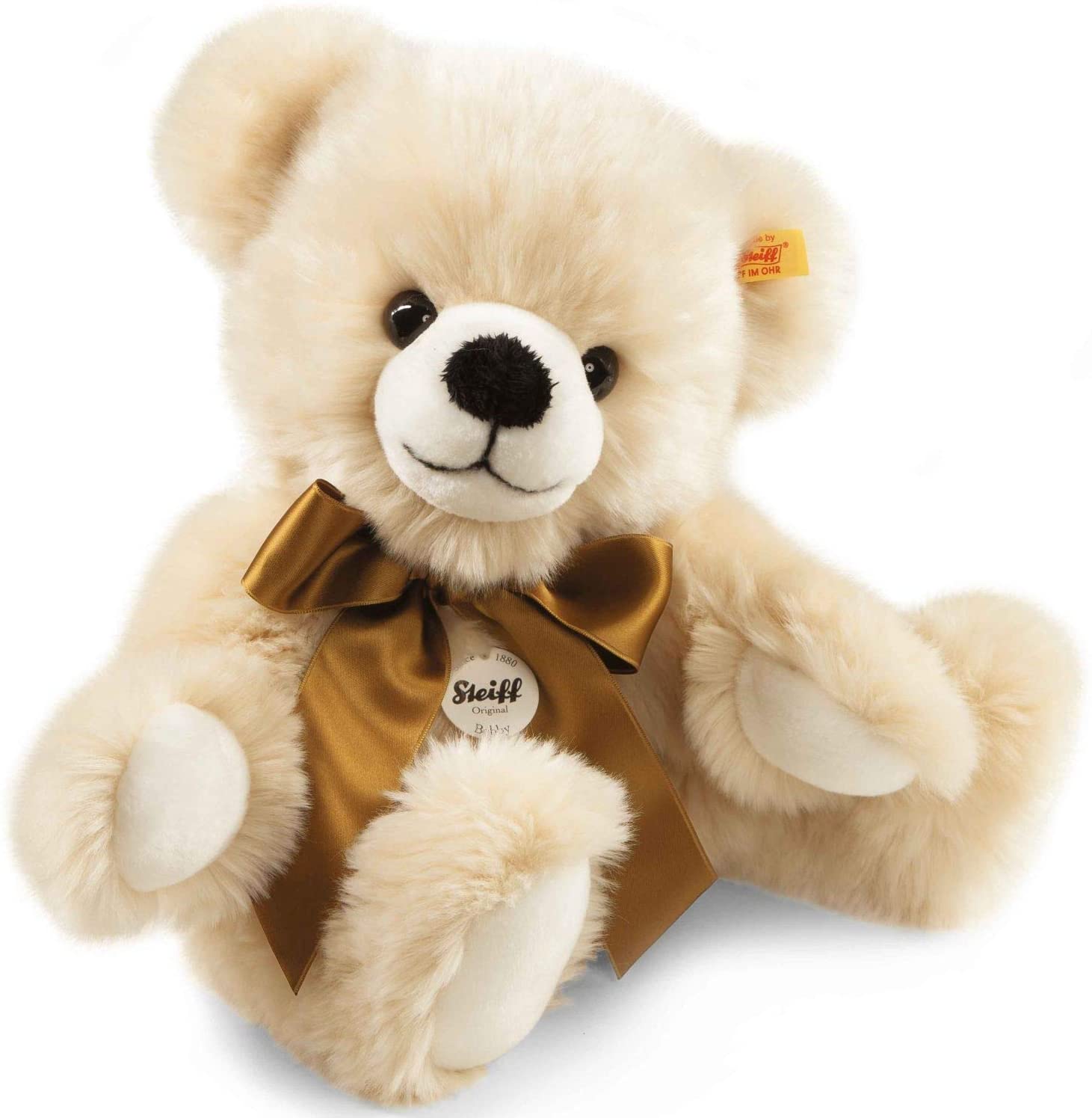 Steiff Bobby Schlenker-Teddybär - 40 cm - Teddybär mit Schleife - Kuscheltier für Kinder - weich & waschbar - Creme (013478)