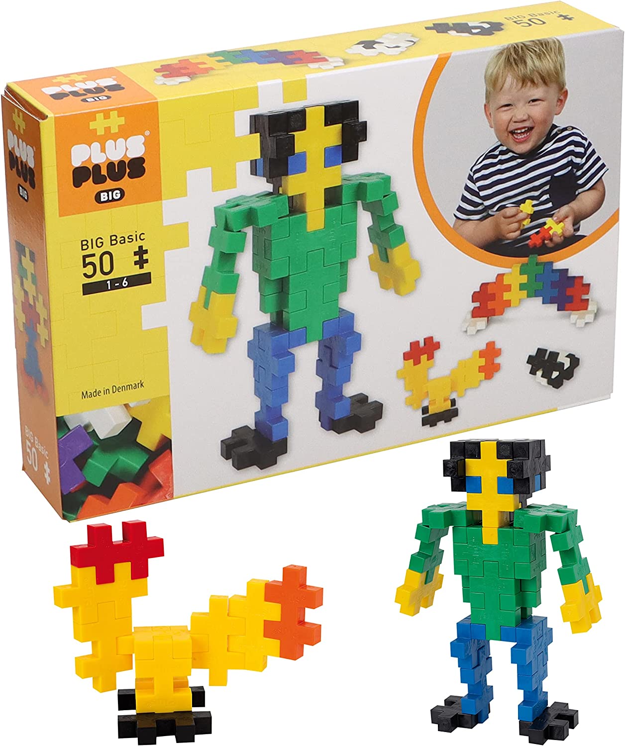 Plus-Plus 9603271 Geniales Konstruktionsspielzeug, Open Play Big Basic Mix, Bausteine-Set, 50 Teile