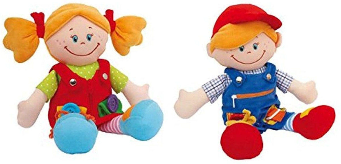 small foot 5576 Stoffpuppen "Chiara & Massimo", Lernpuppen für die Schulung der Feinmotorik von Kleinkindern, 2er Set