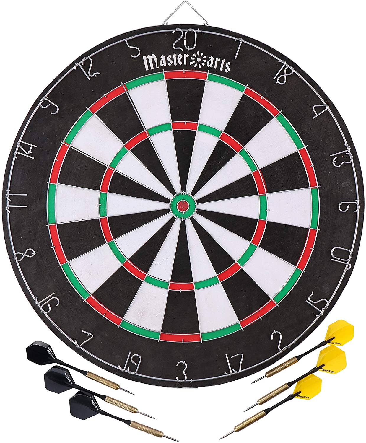 Master Darts dartscheibe 45 cm mit 6 Pfeilen
