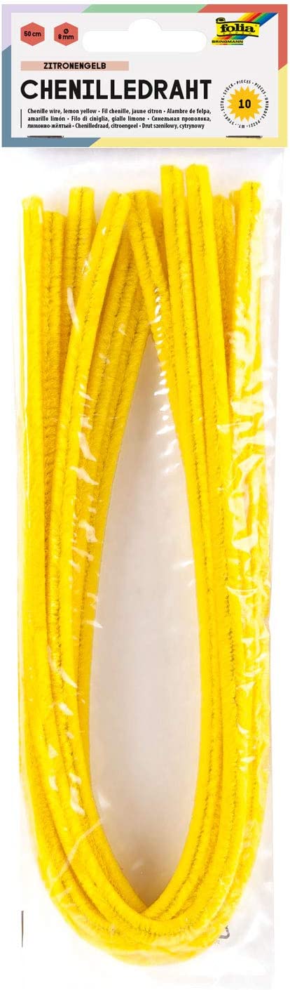 Pfeifenputzer Chenilledraht gelb, 10 St. Ã¡ 50 cm, D: 8 mm