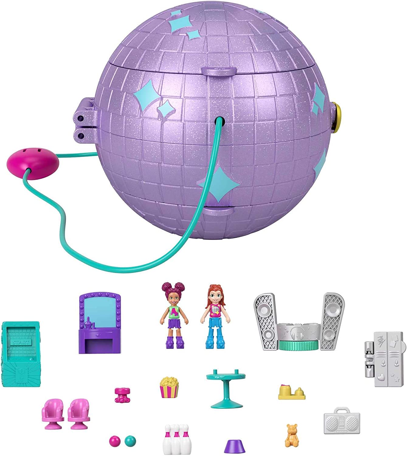 Polly Pocket Hcg24 Skating Playset Disco Theme 2 Micro Dolls 15th