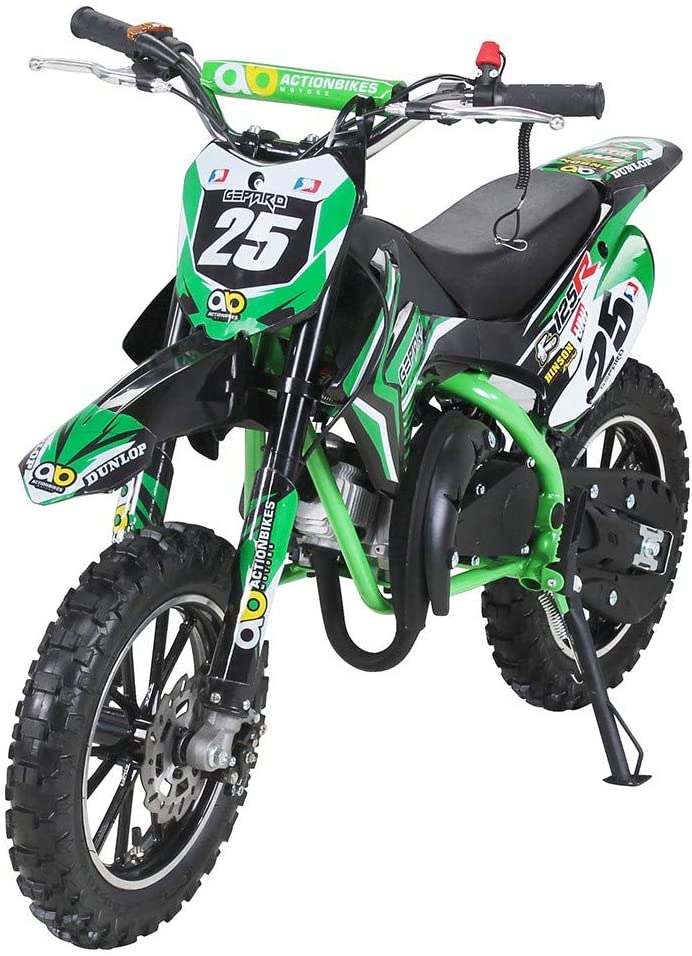 Kinder Mini Enduro Crossbike Gepard 49 cc 2 takt Motorcrossbike Pocketbike (Grün)