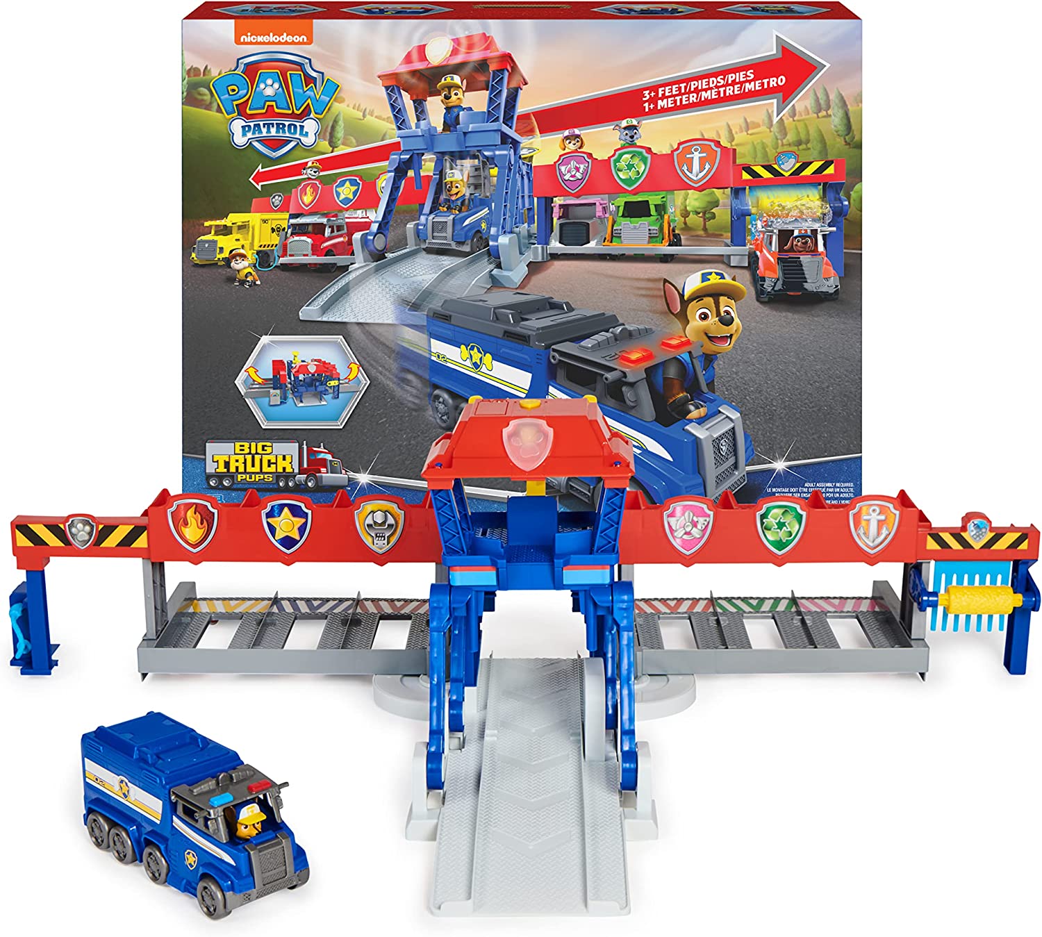 PAW Patrol Big Truck Pups Truckstop-Hauptquartier 91 4cm breites verwandelbares Spielset Action-Figuren Spielzeugautos Licht- und Soundeffekte Kinderspielzeug Auto & Stadt 3 Jahr(e) AAA Mehrfarbig