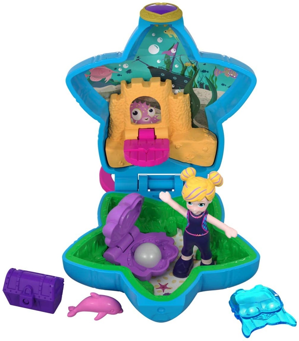 Polly Pocket FRY33 - Tiny Places Schatulle Pollys Aquarium