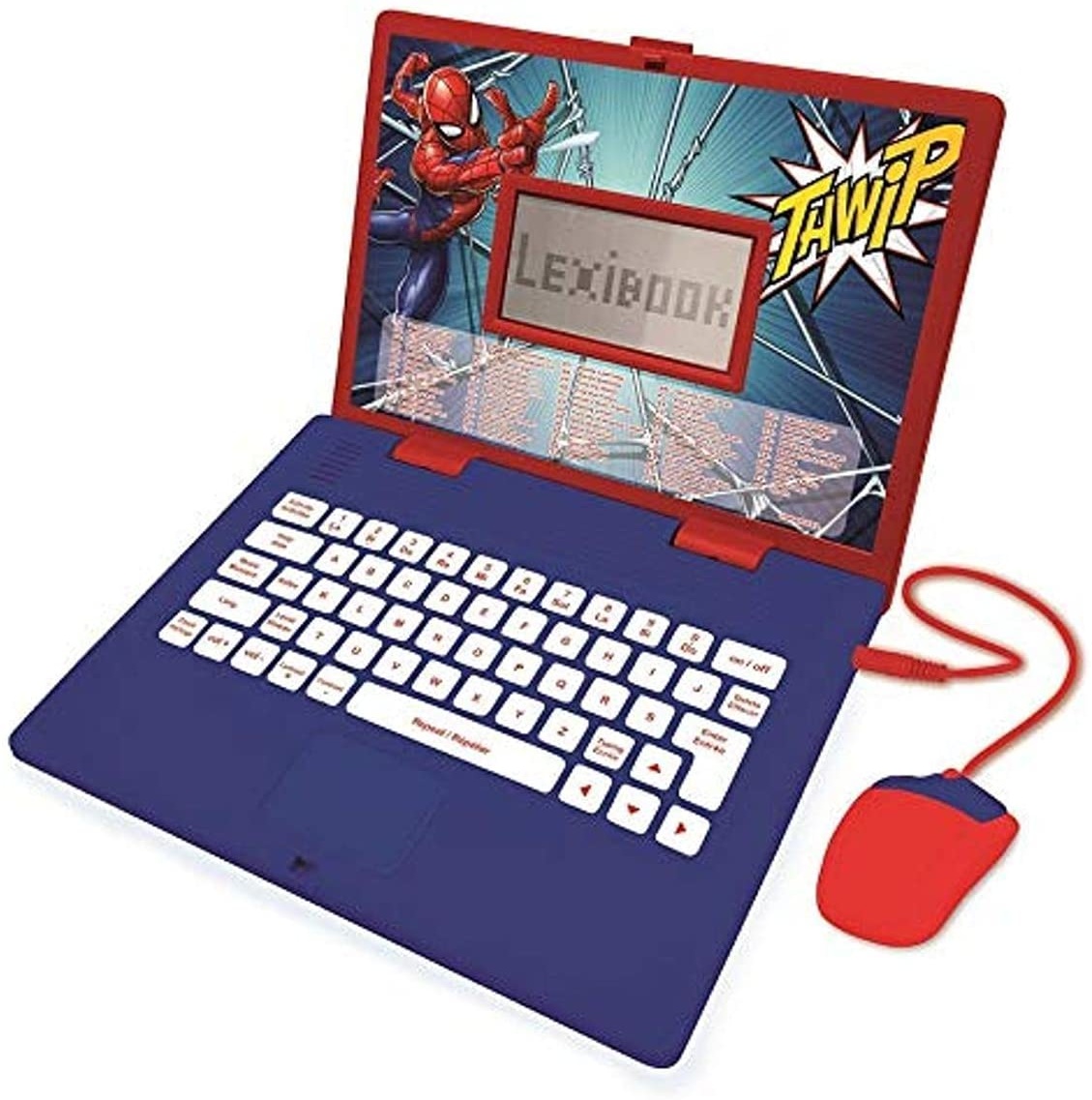 Lexibook JC598SPi3 Spider-Man-Zweisprachiger Laptop für Bildungszwecke Englisch und Deutsch, 124 Aktivitäten, Mathematik, Logik, Musik, Uhr, Spiele-Kinderspielzeug (Mädchen & Jungen)