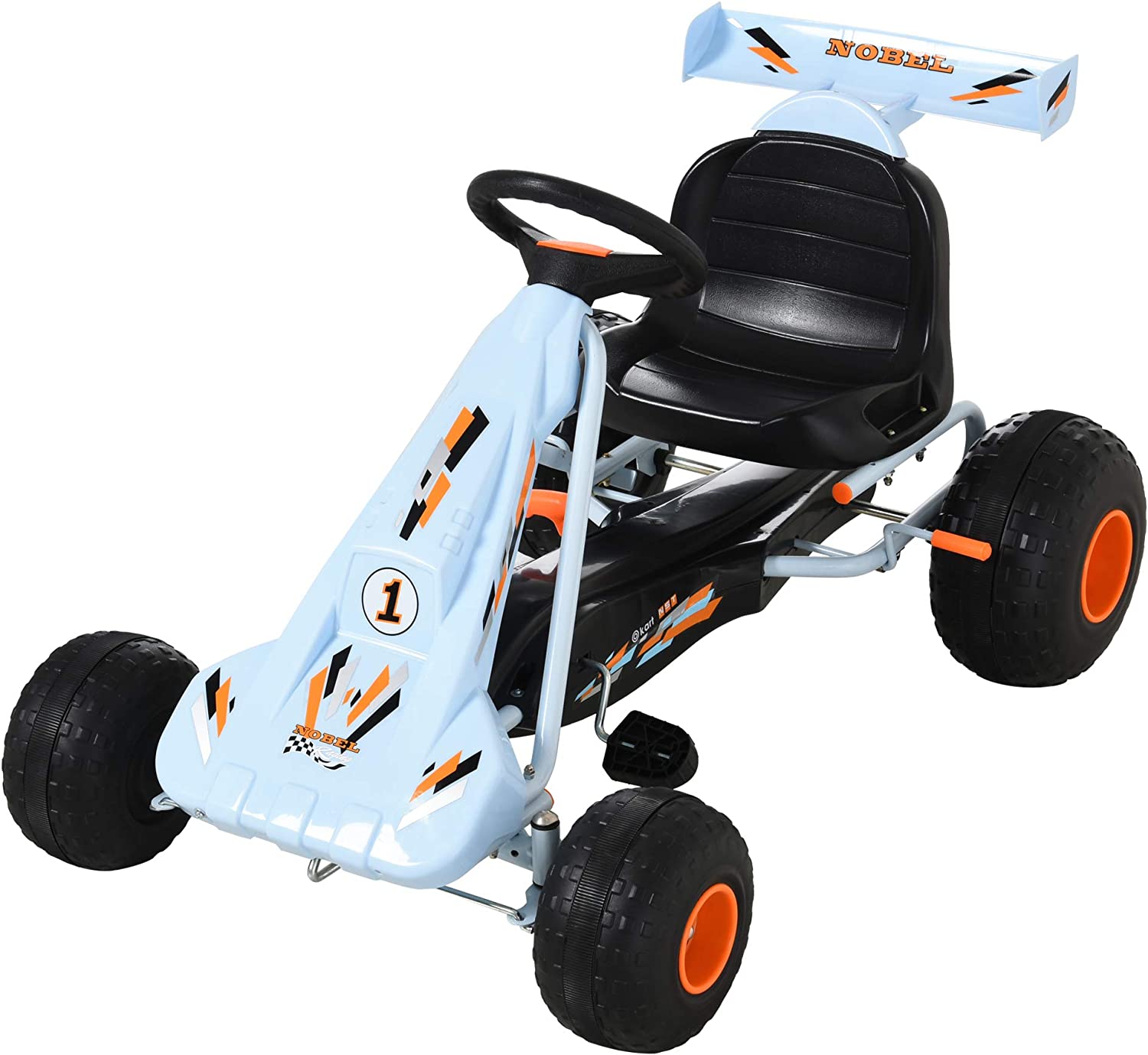 HOMCOM Kinder Go-Kart mit Handbremse hellblau