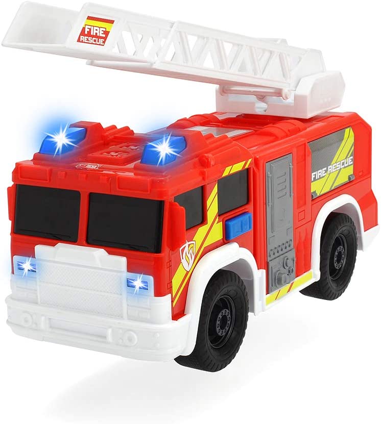 Dickie Toys Fire Rescue Unit, Feuerwehrauto, Spielzeugauto, Feuerwehr, bewegliche und ausfahrbare Leiter, Licht & Sound, inkl. Batterien, 30 cm groß, ab 3 Jahren
