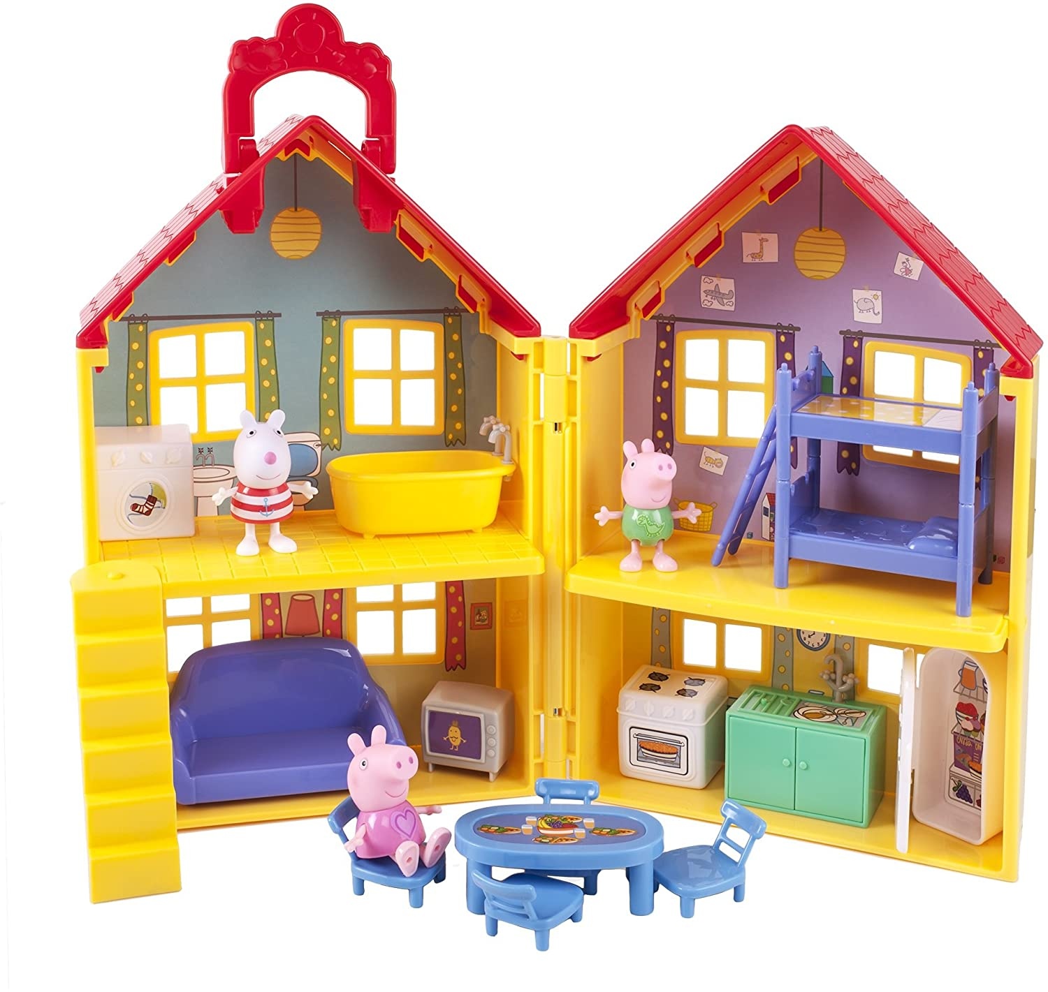 Jazwares 92620 Peppa Wutz Peppa's Familienhaus, Spielset mit Zubehör