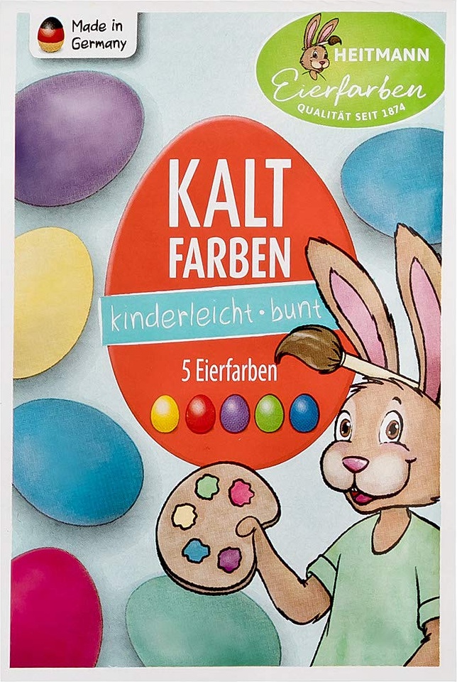 Heitmann Eierfarben Kaltfarben - Ostern - Ostereier bemalen, Ostereierfarbe - Grün, Blau, Gelb, Rot, Violett