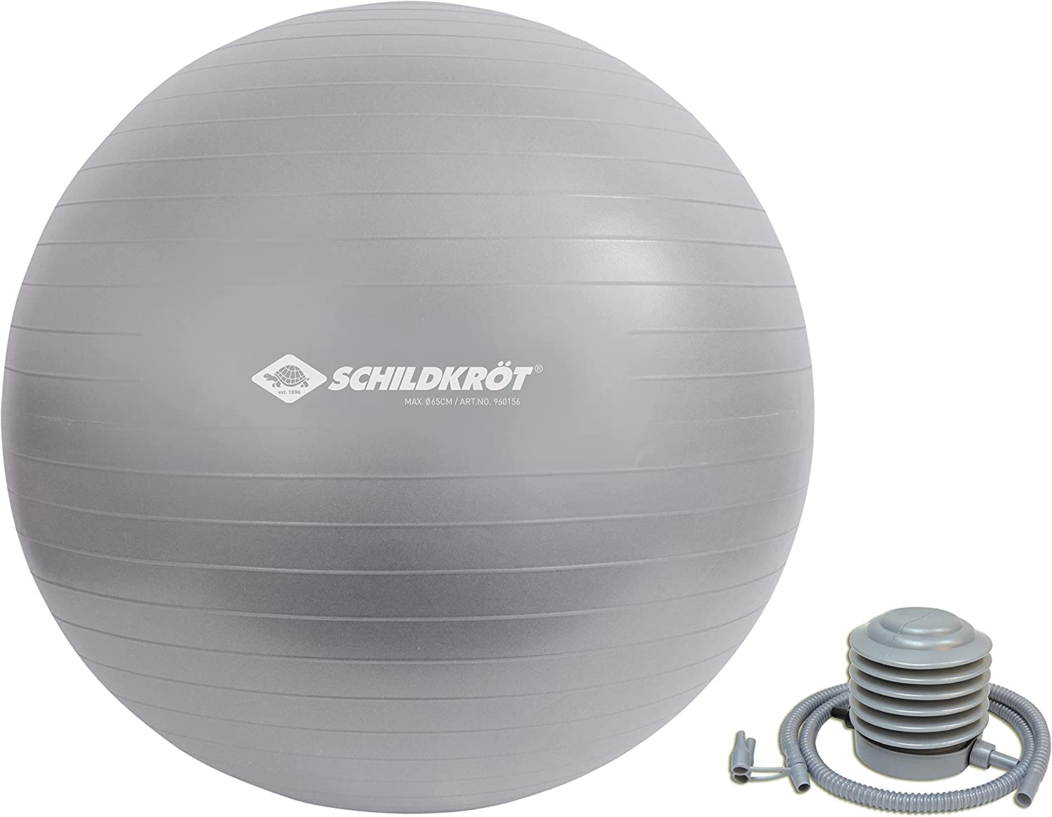 Gymnastikball 65 cm, phthalatfrei, mit Ballpumpe, silber