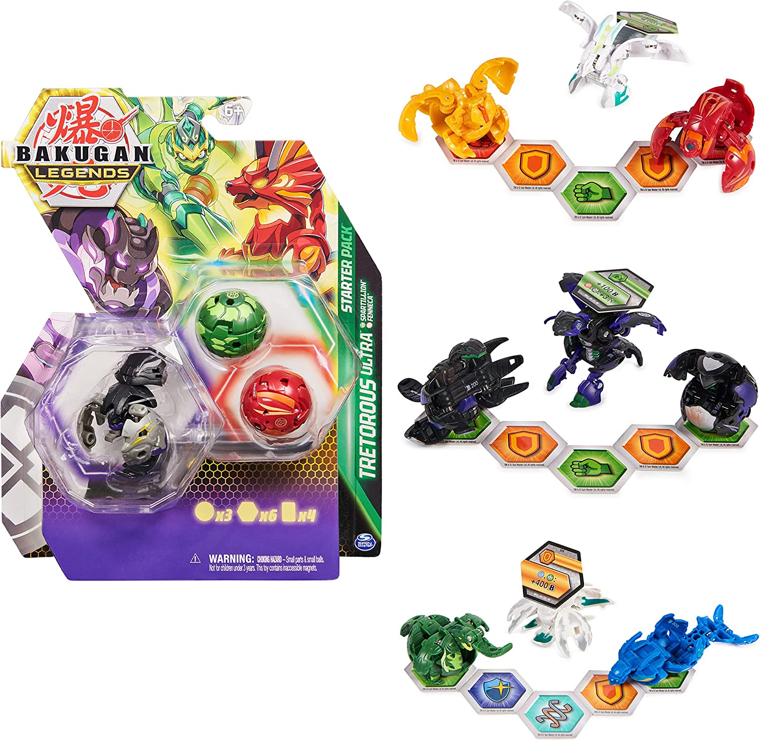 Bakugan - Legends - Starter Pack mit 3 Bakugan, 1x Set, zufällige Farbauswahl