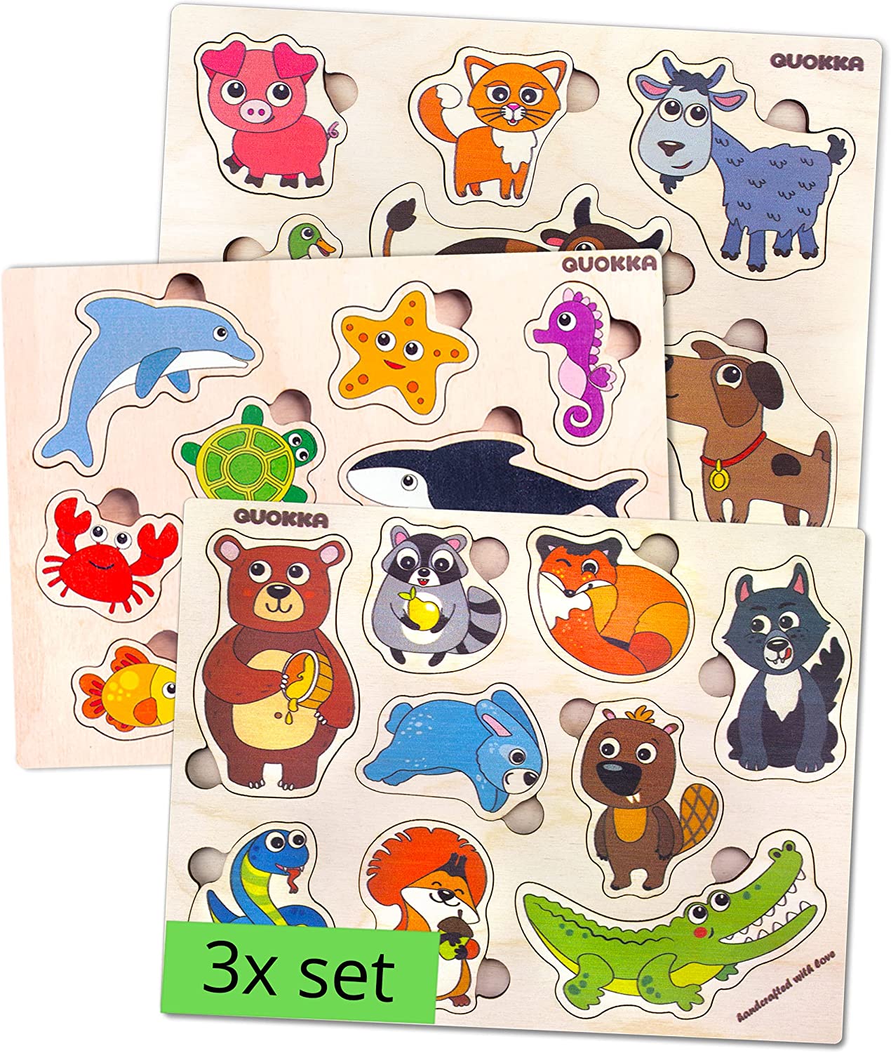 Spielzeug Puzzle ab 1 2 3 Jahre - Montessori Holz Kinderspielzeug für Lernspiele ab 4 von QUOKKA - Geschenk für Mädchen and Junge