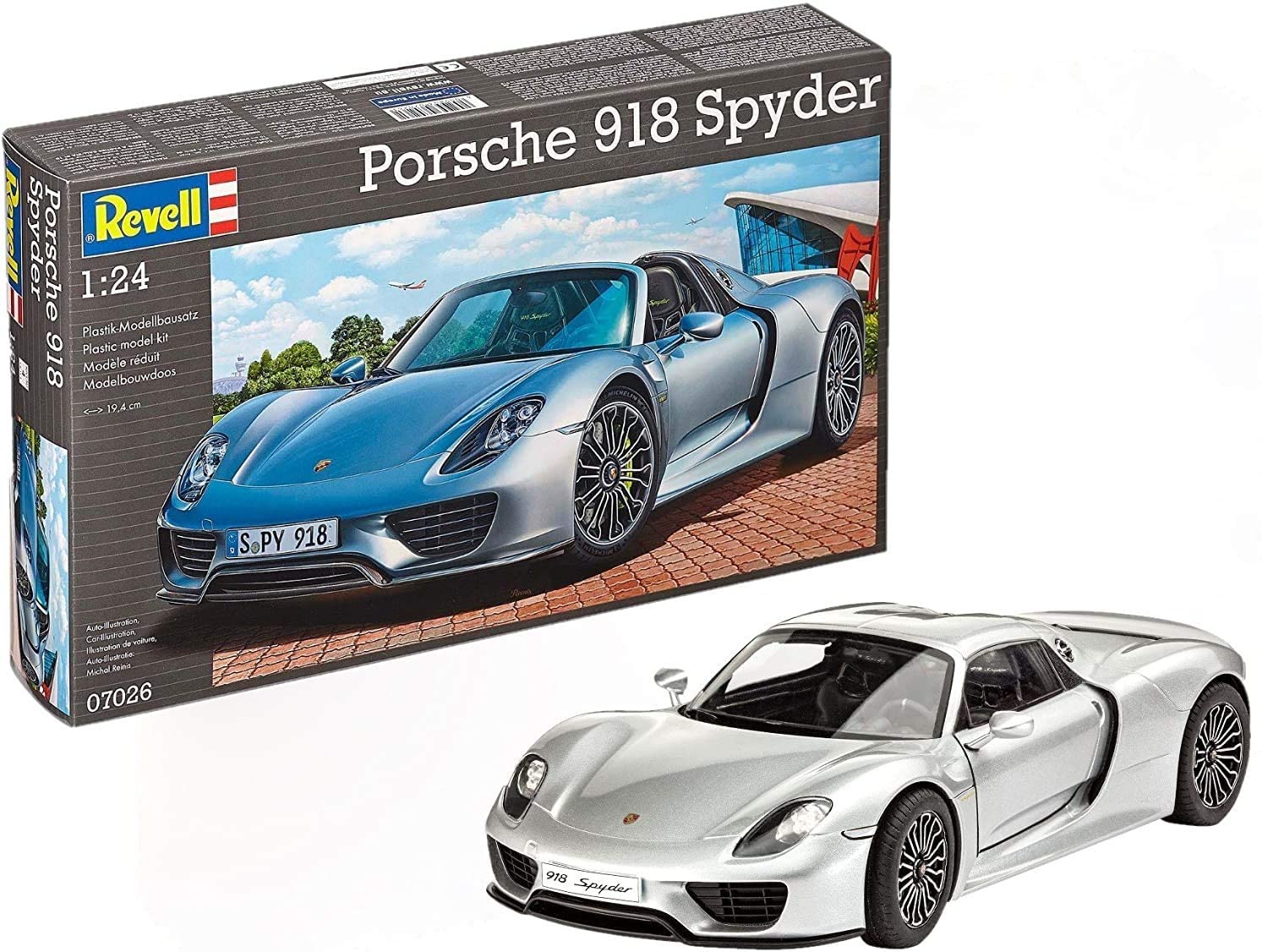 Revell Modellbausatz Auto 1:24 - Porsche 918 Spyder im Maßstab 1:24, Level 4, originalgetreue Nachbildung mit vielen Details, 07026