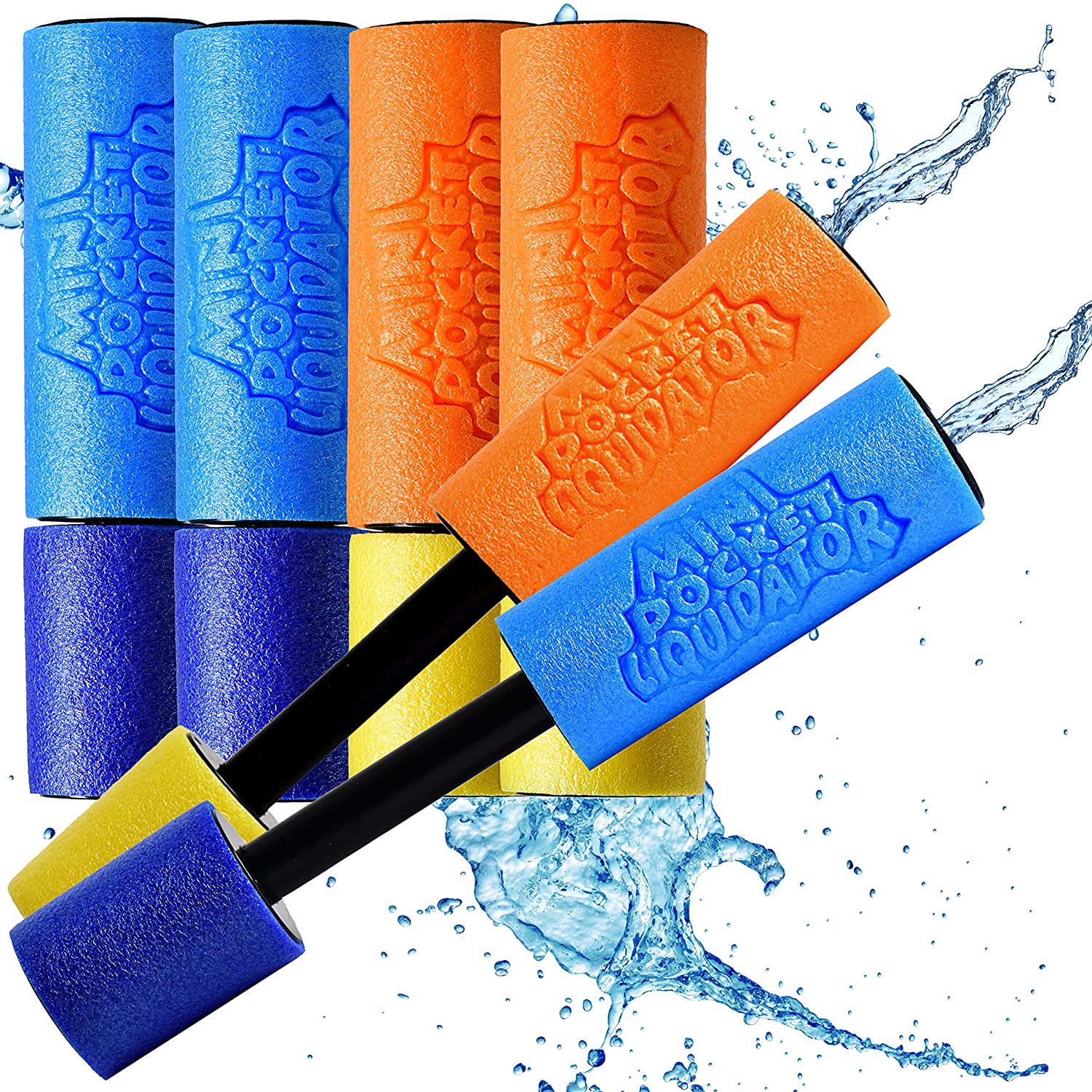 Wasserspritzpistole Schaumstoff 12er Pack | DAS ORIGINAL - MAX Liquidator© Mini Eliminator Wasserkanone in Premium Qualität | Spritzpistole Watergun Pool Kanone für Kinder | Spielspaß garantiert