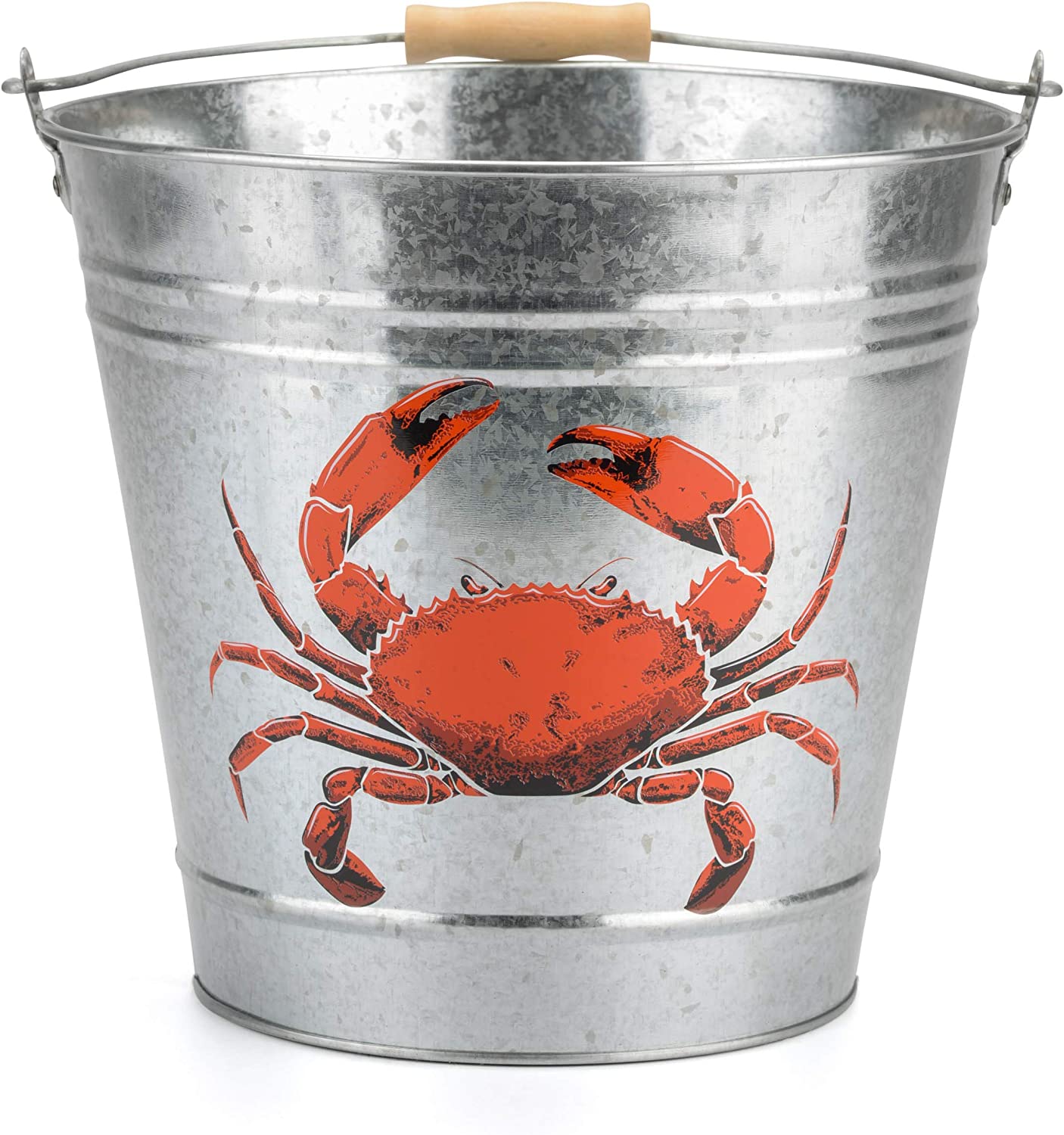 Eimer 24,5 x 23,5 cm Stahl/Holz 6 Liter silber